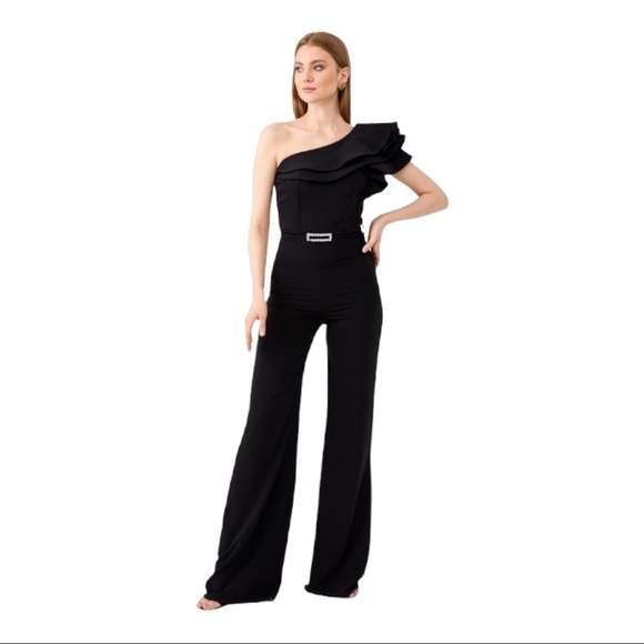 Odrella Serena NWT One Shoulder Ruffled Jumpsuit - Picture 14 of 15